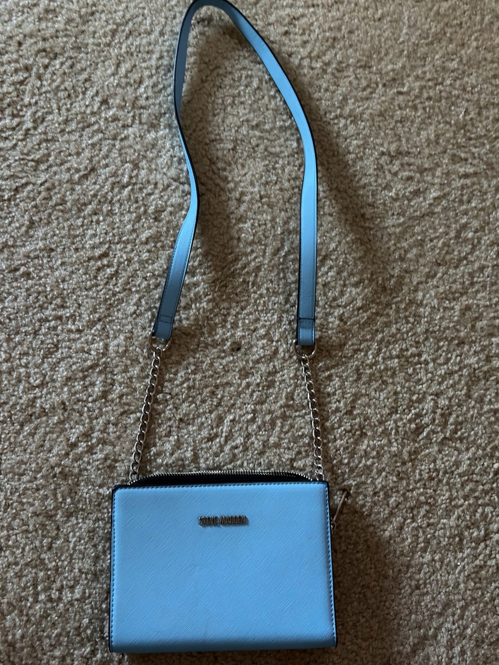 Steve Madden Light Blue Crossbody with Chain and Leather Strap